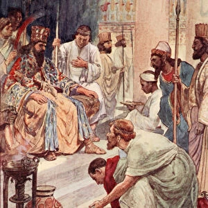 Thermistocles at the Persian court, illustration from Plutarch