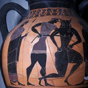 Theseus and the Minotaur. Greek vase