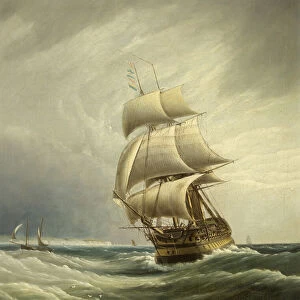 Three-Masted Ship before the Wind (oil on canvas)