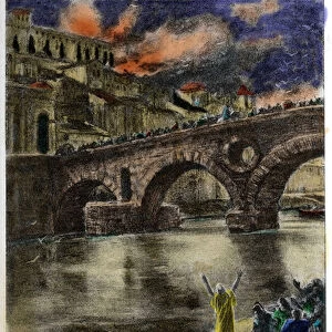 The tiber (Tevere) rolled waves of fire