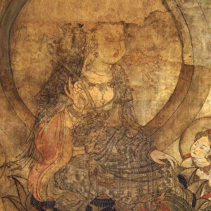 Tibetan culture : Manjushri (manjusri). Ink on silk, size : 96x60, 12th-13th century