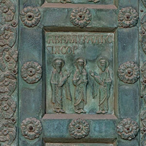 Tile depicting "Abraham, Isaac and Jacob"(scene of the Old Testament), 1185-86 (bronze)