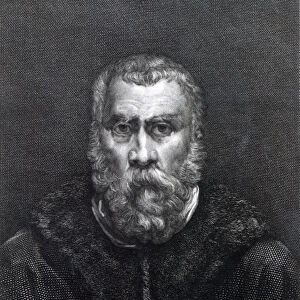 Tintoretto, engraved by Delaistre (engraving) (b / w photo)