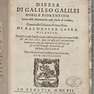 Title page of Difesa, by Galileo, 1607 (engraving)