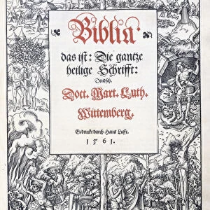 Title page, with a fine pictorial border from Biblia