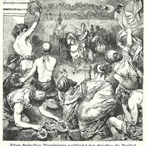 Titus Quinctius Flaminius proclaims the freedom of the Greeks, 196 BC (engraving)