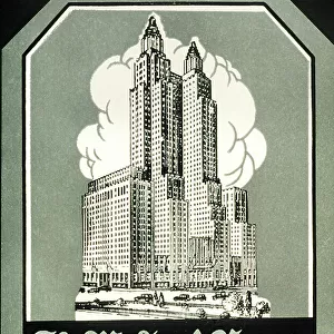 Tourism: Luggage tag at the Grand Hotel Waldorf Astoria in New York, early 20th century