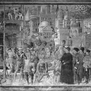 The Tower of Babel, 1468-84 (detail) (fresco) (see also 736755) (b / w photo)