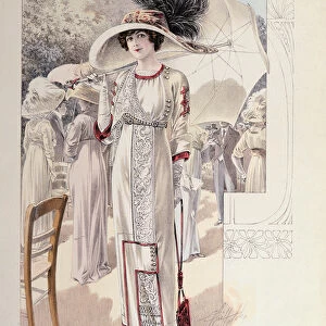 A town dress, from Les Grandes Modes de Paris (colour lithograph)