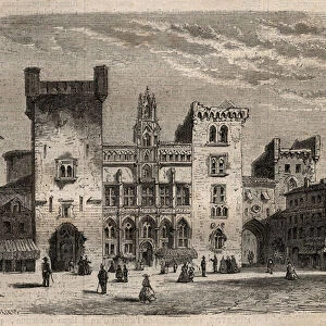Town Hall of Narbonne - Languedoc-Roussillon-Midi-Pyrenees - France - engraving in "