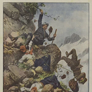 Tragic Alpine ascension, a great lawyer from Grenoble who falls from the mountain together... (colour litho)
