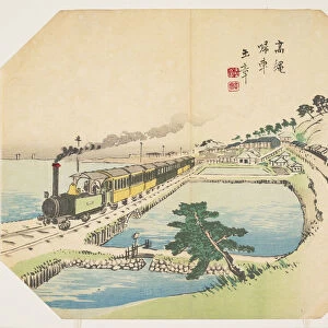 Train Coming Back to the Takanawa Station, after 1872 (colour woodblock print)
