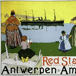 Transatlantic liner Antwerp/America. Advertising for the Red Star Line, c.1900 (print)