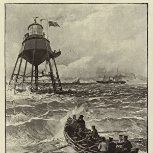 The Trinity House Ship visiting a Lighthouse in the Mouth of the Thames (engraving)