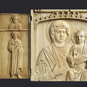 Triptych icon of the Virgin and Child with saints (ivory) (see also 957216-8)