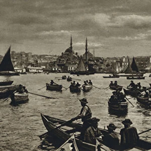 Turkey, Constantinople, On the Golden Horn (b / w photo)