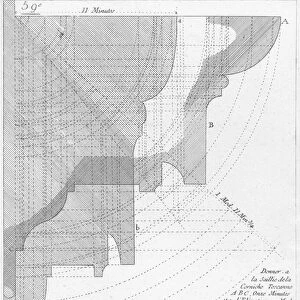The Tuscan cornice, illustration from a book on geometry