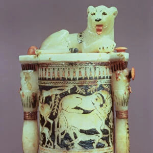Unguent jar with a figure of a the king as a lion, from the tomb of Tutankhamun (c