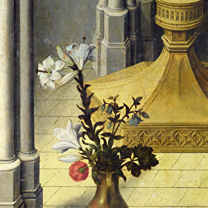 Vase of flowers. c. 1445 (oil on panel) (detail of 26541)