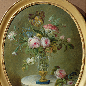 Vase of flowers on a table (oil on canvas)