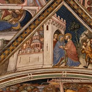 Detail of vault: Anna and Joachim meeting at the golden door of Jerusalem, 1424