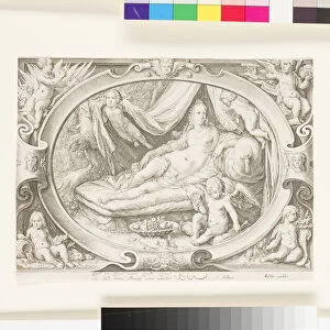 Venus on Her Couch as Eros Fills His Quiver with Arrows (engraving)