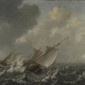 Vessels on a Choppy Sea, 1620s (oil on canvas)
