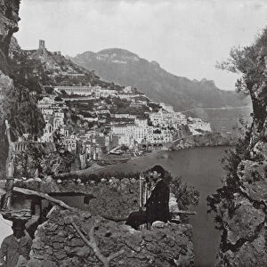 View of Amalfi, Italy (b / w photo)