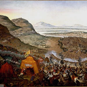 View of the Battle of Vienna on 12 / 09 / 1683 on the hill of Kahlenberg, 17th century (painting)