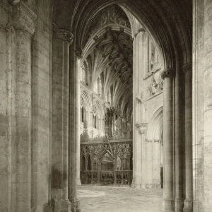 View of the Choir from the South Aisle at Ely Cathedral (b / w photo)