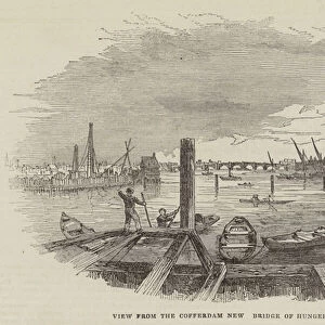 View from the Cofferdam New Bridge of Hungerford (engraving)