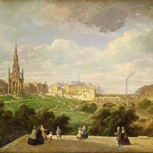 View of Edinburgh, the Walter Scott Monument (oil on canvas)