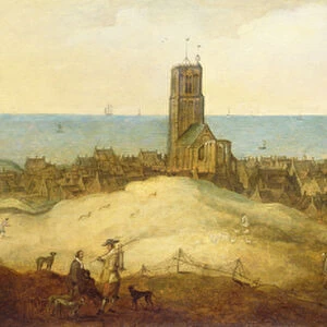A view of Egmond Abbey (oil on panel)