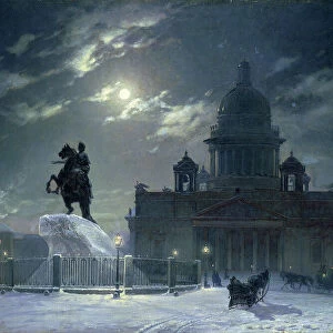 View of the Monument to Peter the Great in Senate Square, St
