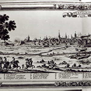 View of Perpignan, southern France, c. 1645 (engraving) (b / w photo)