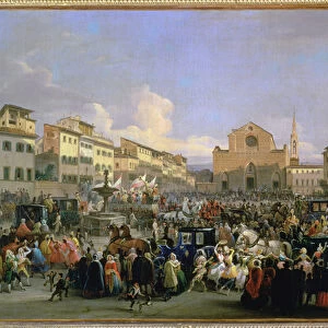 View of Piazza Santa Croce on the occasion of a carnival, 1846