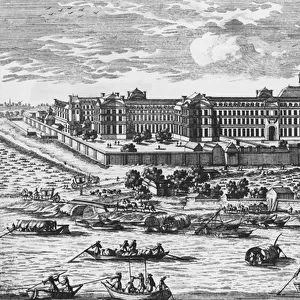 view of The Salpetrier. Engraving of Aveline in the 17th century