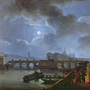 View of the Seine from the Left Bank, end eighteenth century (oil on canvas)