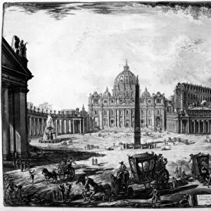 View of St Peters Basilica and Piazza, from the Views of Rome series, c