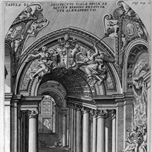 View of the staircase in the Scala Regia, Vatican, Rome (engraving)
