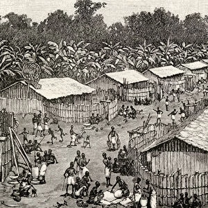 View of Utiri village, Tanzania, 1890 (wood engraving)