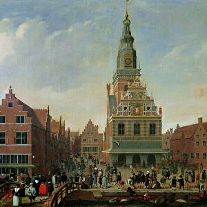 View of the Weighhouse and the Cheese Market at Alkmaar (oil on canvas)