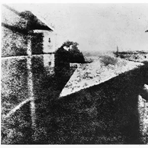 View from a window at Le Gras, Saint-Loup-de-Varennes, 1827 (b / w photo)