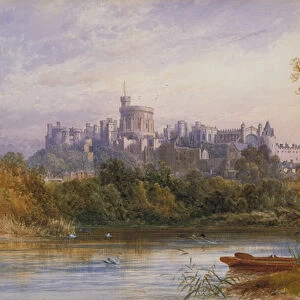 A View of Windsor Castle from the Thames, 1884 (w / c and pencil)