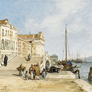 View of the Zattere dock, Venice (w / c on paper)