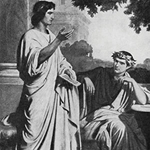 Virgil and Horace at the house of the Roman Statesman, Maecenas (litho)