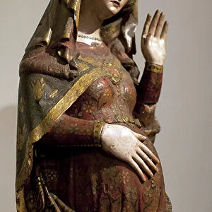 The Virgin - Sculpture by Master Pero (14th century), polychrome limestone, 14th century - (The Virgin, Sculpture by Master Pero, 14th century) - Musee de Lamego, Portugal