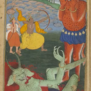 Vol. 1 fol. 38 Rama and Laksmana Confront the Demons Marica and Subahu Mohana (opaque w / c