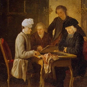 Voltaire at Chess (oil on canvas)