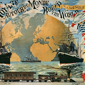 Voyage Around the World, poster for the Compagnie Generale